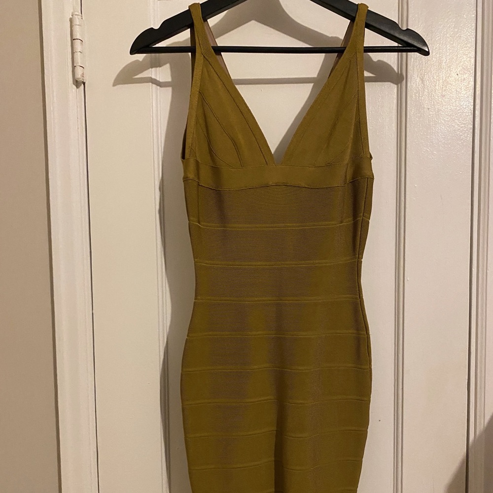 Gold Herve Leger Bandage Dress